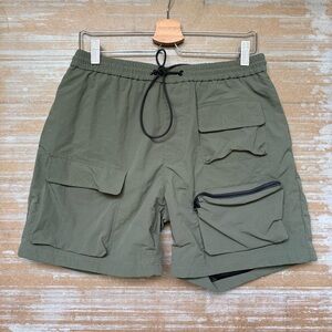 Richie Le Cargo Athletic Shorts Utility Pockets Athleisure Green Mens M
